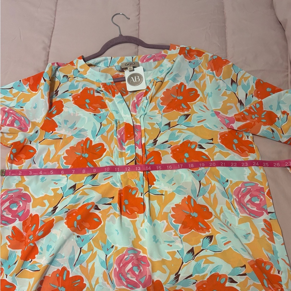 Vibrant Floral Blouse with Ruffle Sleeves - Picture 5 of 9